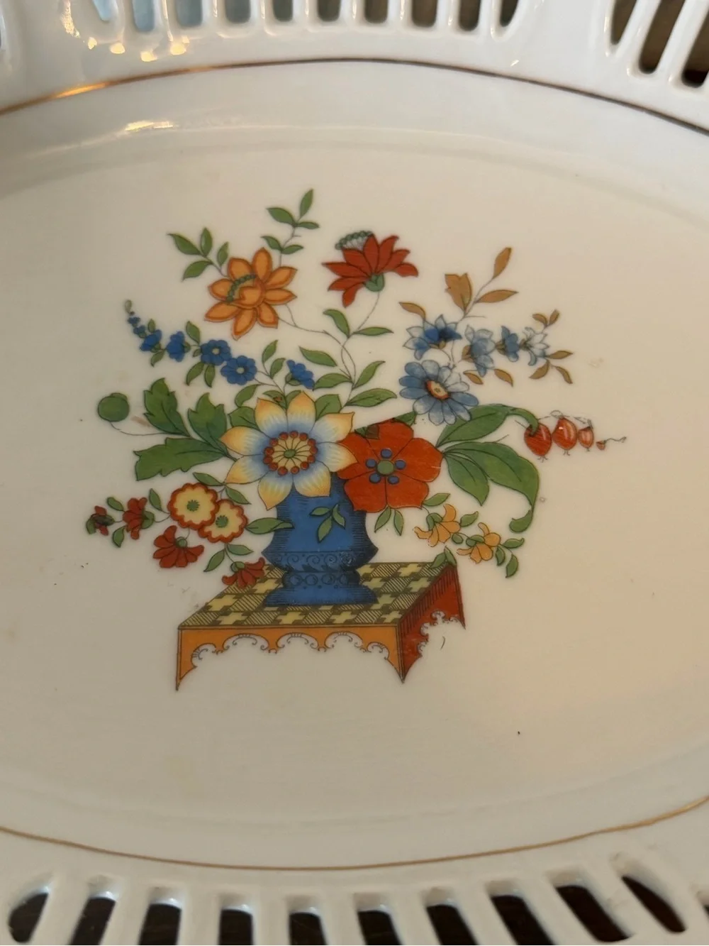 Decorative Floral Porcelain Serving Tray - White with Multicolor Floral Pattern
